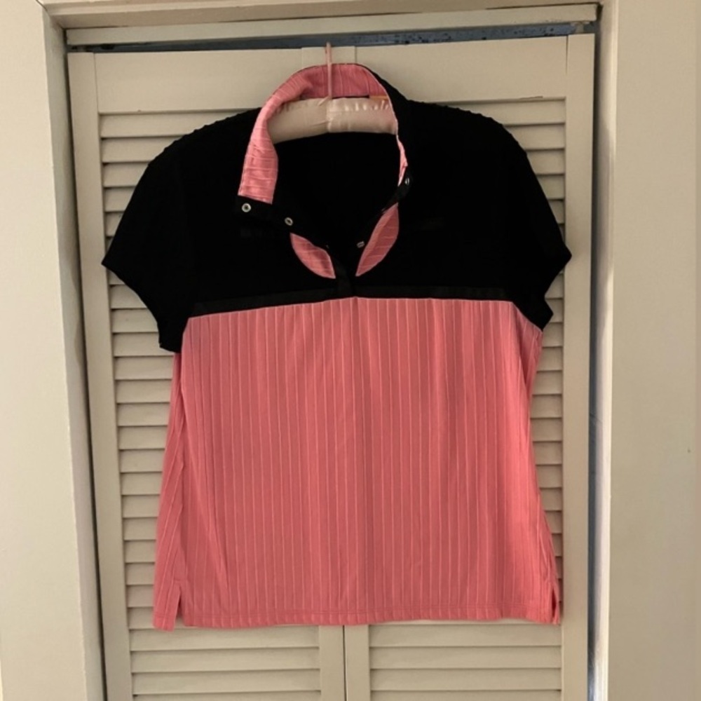 Jamie Sadock Preppy Two Tone Pink Polo Golf Shirt